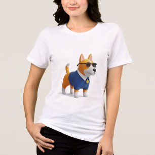 Cool 3D Corgi Character in Blue Polo Shirt and Sun