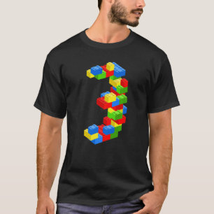 Cool 3rd Birthday Building Blocks 3 Years Old Boy T-Shirt