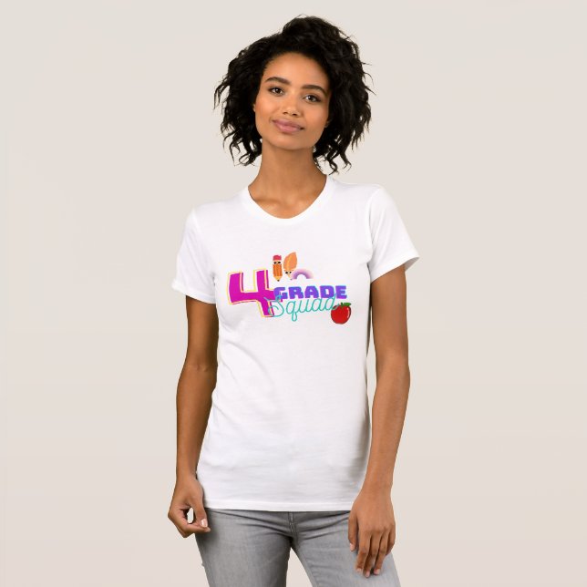 Cool 4th Grade school Squad Crew Team T-Shirt (Front Full)