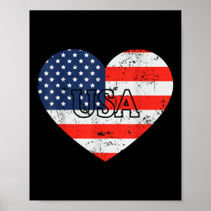 Cool 4th Of July America Heart Memorial Day  Poster