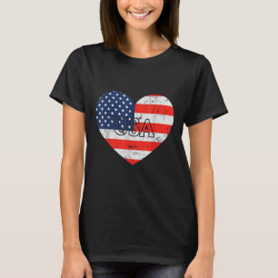 Cool 4th Of July America Heart Memorial Day T-Shirt