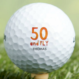 Cool 50th birthday simple red orange golf balls
