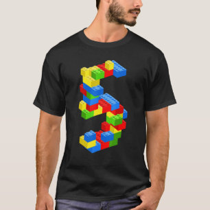 Cool 5th Birthday Building Blocks 5 Years Old Boy  T-Shirt
