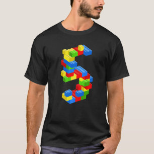 Cool 5th Birthday Building Blocks 5 Years Old Boy  T-Shirt