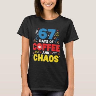 Cool 67 Days Of Coffee Teacher Retro Vibes School  T-Shirt