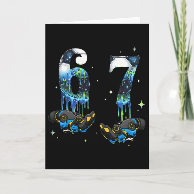 Cool 67 Six Seven Meme Soccer Footbyll Drip Boys K Card (Front)