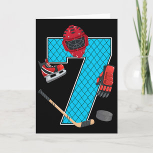 Cool 7 Ice Hockey 7th Birthday Party 7 Years Old  Card