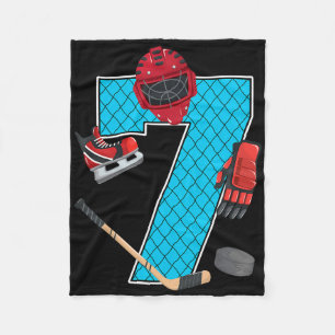 Cool 7 Ice Hockey 7th Birthday Party 7 Years Old  Fleece Blanket