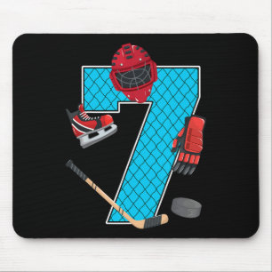 Cool 7 Ice Hockey 7th Birthday Party 7 Years Old  Mouse Pad