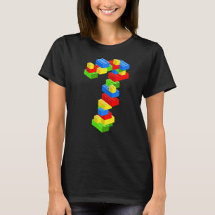 Cool 7th Birthday Building Blocks 7 Years Old Boy  T-Shirt