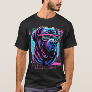 Cool 80s Retrowave 90s Vaporwave Mastiff dog T-Shirt