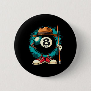 Cool 8 Ball Character Funny Billiards 6 Cm Round Badge
