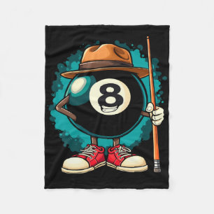 Cool 8 Ball Character Funny Billiards Fleece Blanket