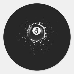 Cool 8-ball Eight Pool Billiards Paint Splatter Ei Classic Round Sticker