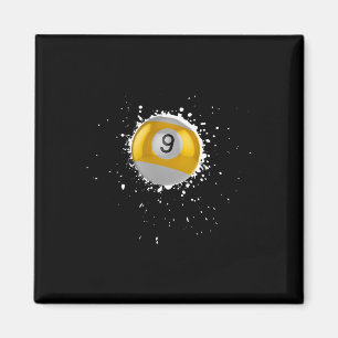 Cool 9-ball Nine Pool Billiards Paint Splatter Bil Magnet
