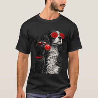 Cool A Cat and Dog Tshirt Fun Pet Lovers Graphic S