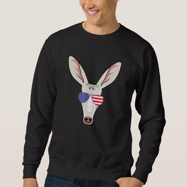 Cool Aardvark Wearing Usa Flag Sunglasses Us Ameri Sweatshirt (Front)