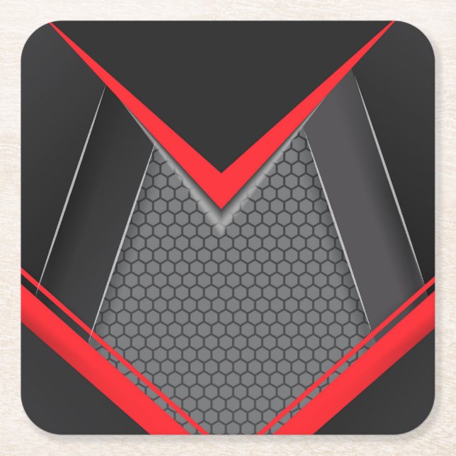 Cool Abstract 3-Dimential Modern Technology Square Paper Coaster (Front)