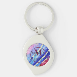 Cool Abstract Art Blue Purple Pink Magenta Key Ring