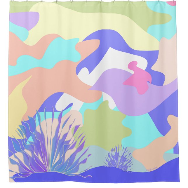 Cool Abstract Art Modern Unique Colourful Shower Curtain (Front)