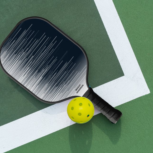 Cool Abstract Black White Lines Custom Text Name Pickleball Paddle (Creator Uploaded)