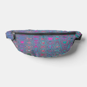 Cool Abstract Blue and Magenta Retro Zigzag Waves Bum Bags