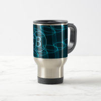 Cool Abstract Blue Neon Waves Monogram
