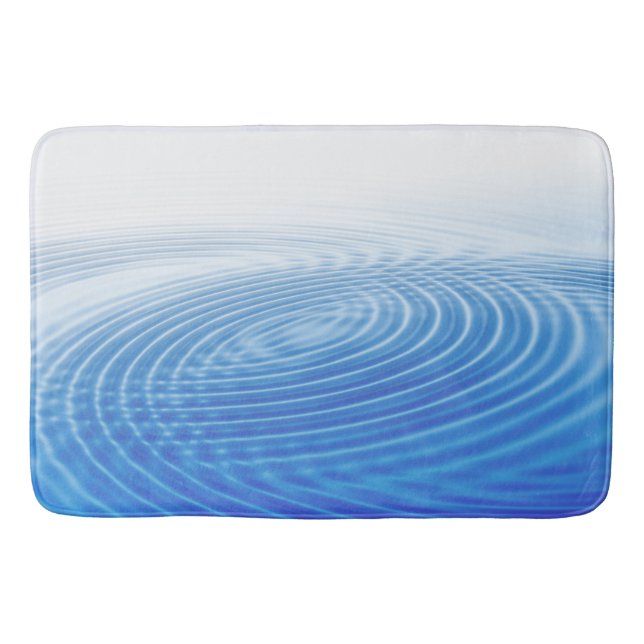Cool Abstract Blue Waves Concentric Circles Bath Mat (Front)