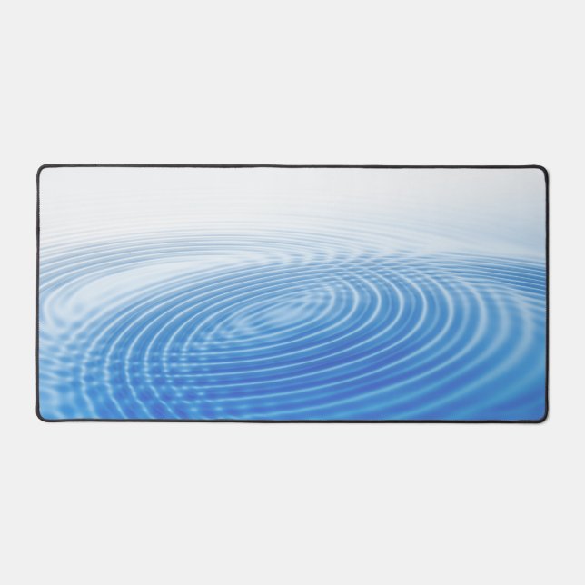 Cool Abstract Blue Waves Concentric Circles Desk Mat (Front)
