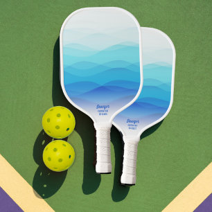 Cool Abstract Blue Waves Personalised  Pickleball Paddle