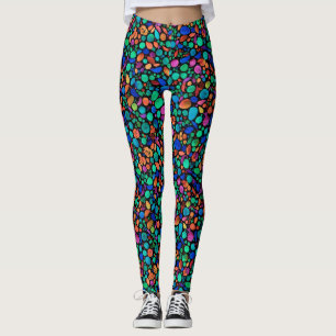 Cool Abstract Colourful Polka Dot Stone Watercolor Leggings