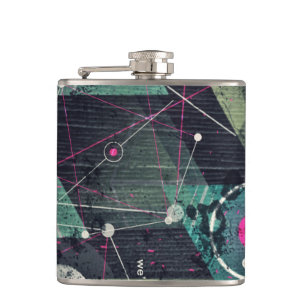 Cool Abstract Digital Graffiti Art Geometic Hip Flask