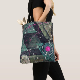 Cool Abstract Digital Graffiti Art Geometic Tote Bag