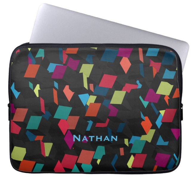 Cool Abstract Geometric Cube Pattern Personalised Laptop Sleeve (Front)