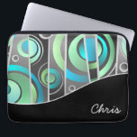 Cool Abstract Geometric Pattern with Monogram Laptop Sleeve<br><div class="desc">Protect your laptop or tablet device in style with a cool abstract geometric design that has a pop art appeal. A matching black curved band anchors the design and includes a personalised monogram that you can edit with your name or other text.</div>