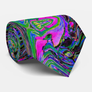 Cool Abstract Green, Black and Blue Groovy Retro Tie
