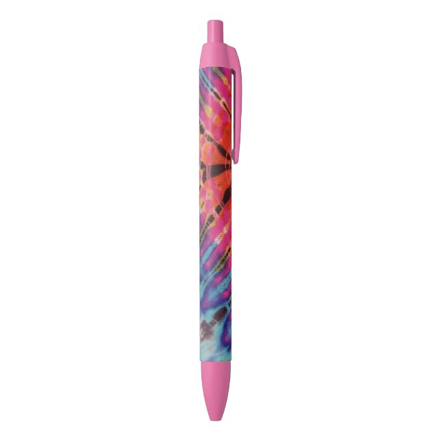 Cool Abstract Hot Pink Blue Black Batik Tie Dye Ink Pen (Bottom (Vertical))
