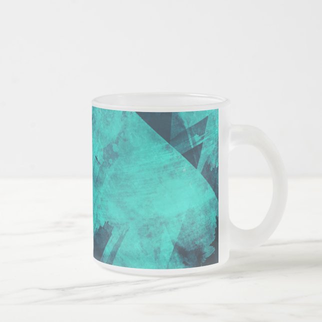 Cool Abstract Jagged Blue Art Frosted Glass Coffee Mug (Right)