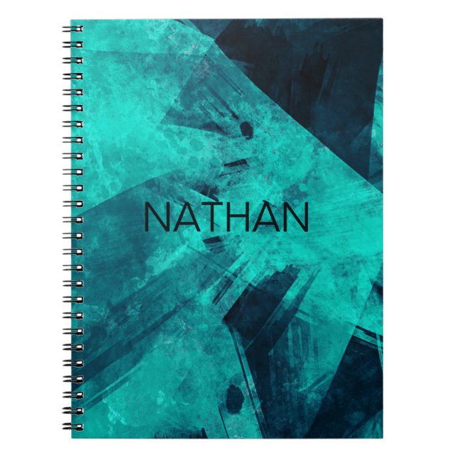 Cool Abstract Jagged Blue Art Personalised Notebook (Front)