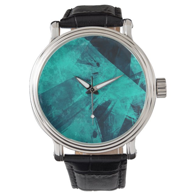 Cool Abstract Jagged Blue Art Watch (Front)