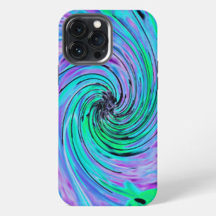 Cool Abstract Lime Green and Purple Floral Swirl iPhone 13 Pro Max Case