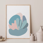 Cool Abstract Modernism in Blue and Blush Poster<br><div class="desc">This pretty modern art design features fun organic shapes in a beautiful colour palette of soft blues and blush pink.</div>