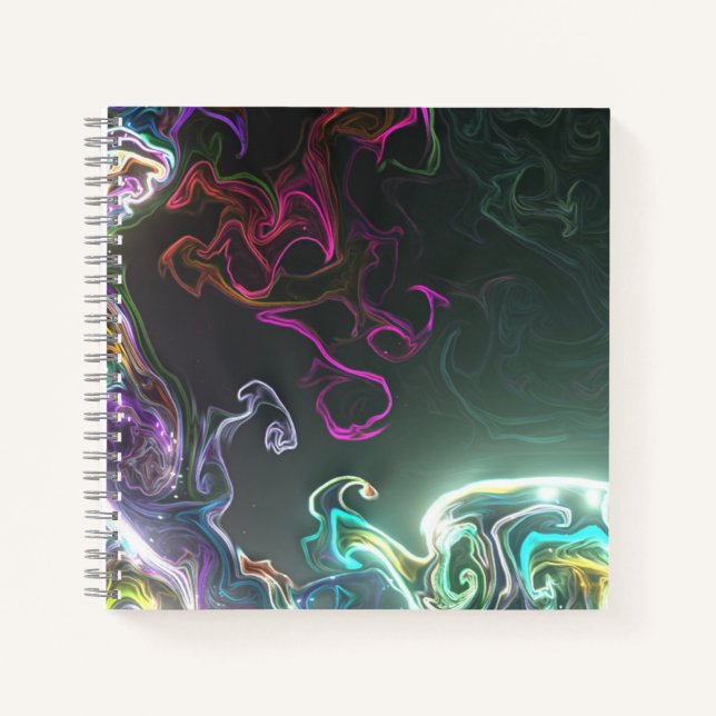 Cool Abstract Neon Liquid Art Black Notebook (Front)