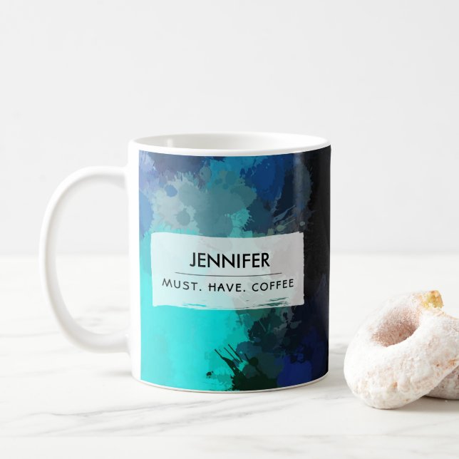 Cool Abstract Paint Splash Must Have Coffee Mug (With Donut)