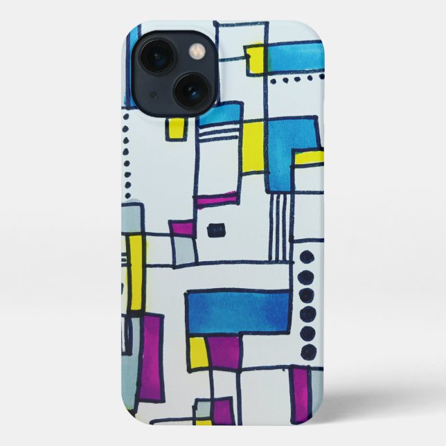 Cool Abstract Polka Dot Blocks  iPhone Case (Back)