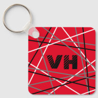 Cool Abstract Red Striped Guitar Name Initials