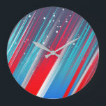 Cool Abstract Red White Blue Brush Strokes Large Clock<br><div class="desc">Cool Abstract Red White Blue Brush Strokes</div>