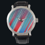 Cool Abstract Red White Blue Brush Strokes Watch<br><div class="desc">Cool Abstract Red White Blue Brush Strokes</div>