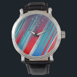 Cool Abstract Red White Blue Brush Strokes Watch<br><div class="desc">Cool Abstract Red White Blue Brush Strokes</div>
