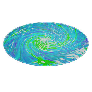 Cool Abstract Retro Aqua and Lime Green Swirl Cutting Board